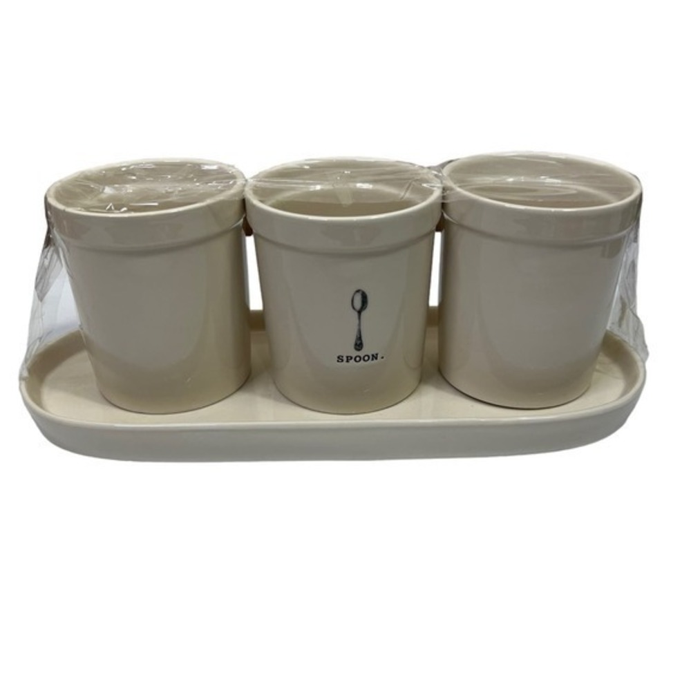 Rae Dunn Magenta Ceramic Spoon Fork Knife Utensil Holder